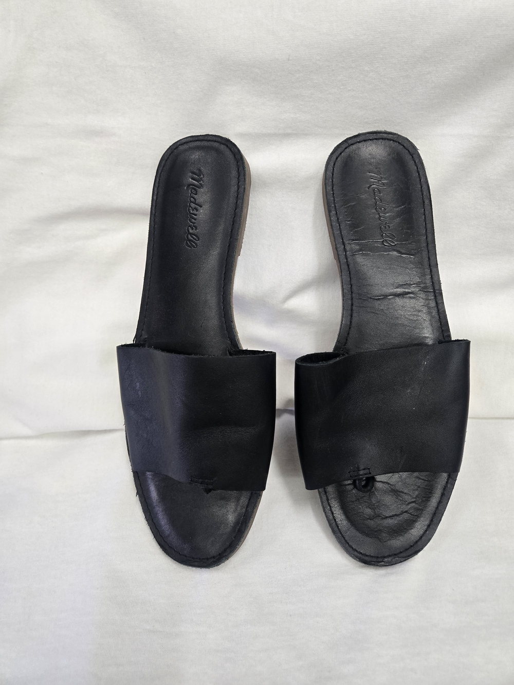Madewell Black Leather Slide Sandals Size 9.5